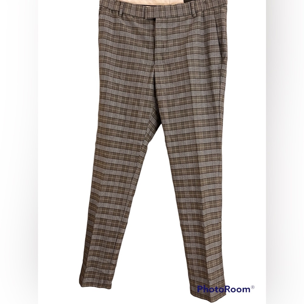 H&M: Mens Grey, Black and White Striped Trousers